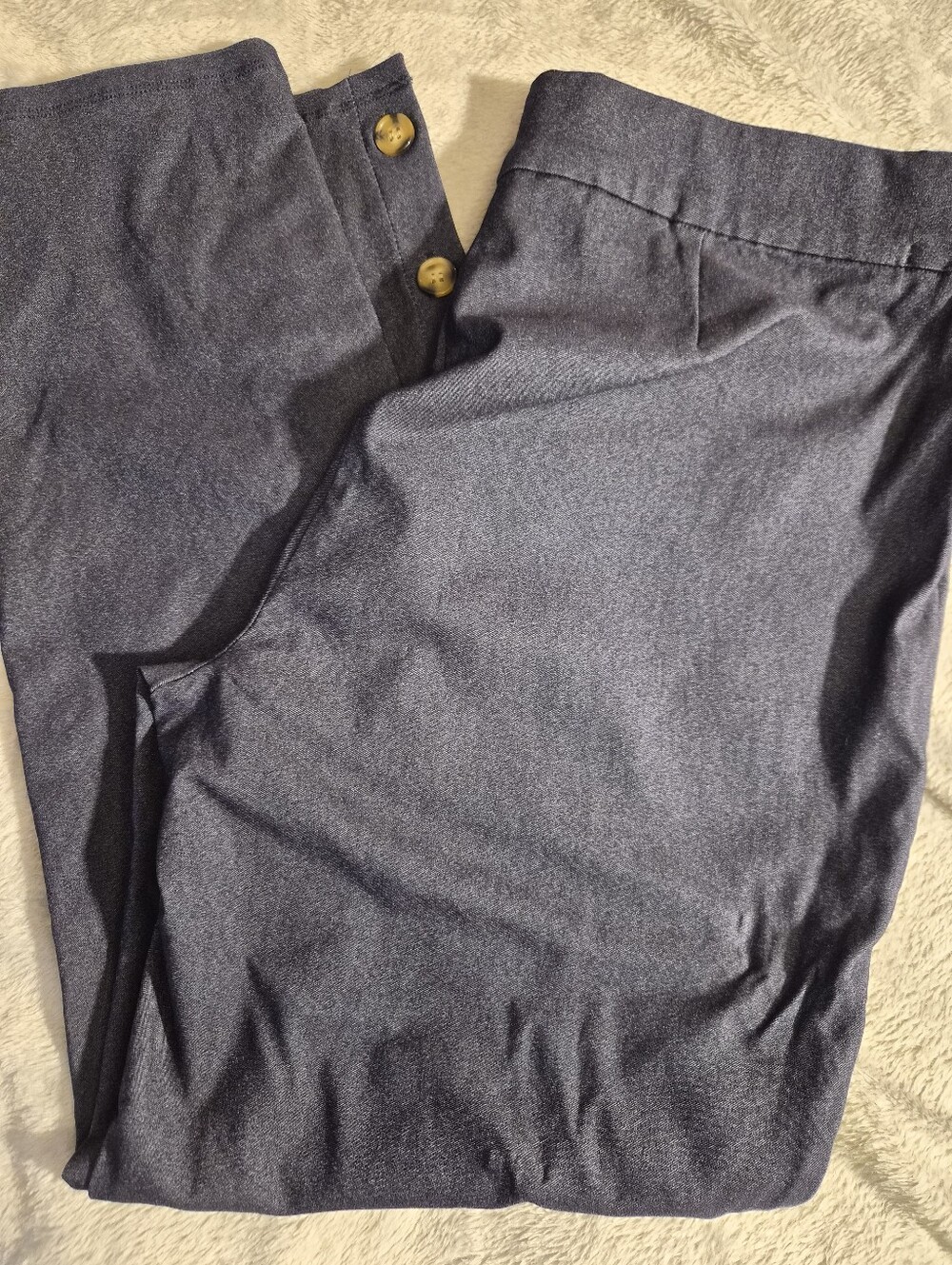 NWT Christopher Banks Signature Slimming Ankle Pants 10 Blue Button Stretch Hem